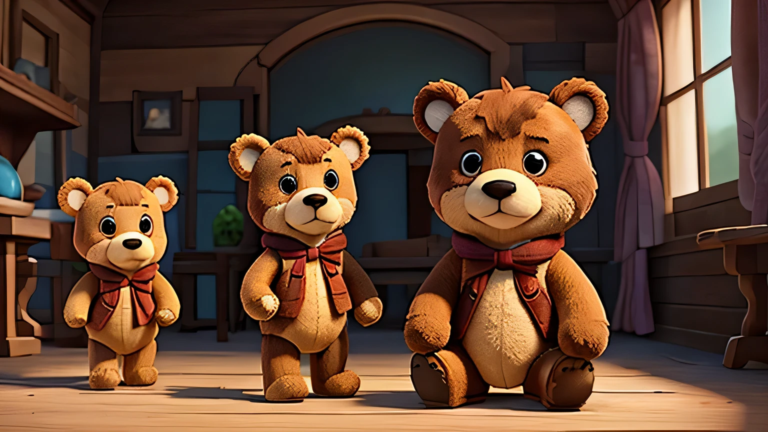 teddy bears leave home in search of adventure, Estilo Disney