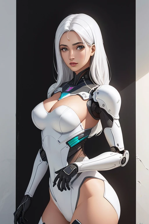 Super fino rosto bonito da mulher, mechanical body: 1.5, fundo do mundo on-line: 1.5, 19 anos de idade, 150mm, Cabelo longo, beautiful studio soft light, detalhes vibrantes, fundo bonito, Octane rendering, 8k, melhor qualidade, obra de arte, Illustrations, Uma pessoa muito determinada e bonita, extremamente detalhado, CG, Unidade , papel de parede, (realista, photo-realista: 1.37), incredible, detalhes finos, mastery, melhor qualidade, arte oficial, extremamente detalhado CG Unidade 8k papel de parede, robot, corpo todo, corpo todo shooting, sentado