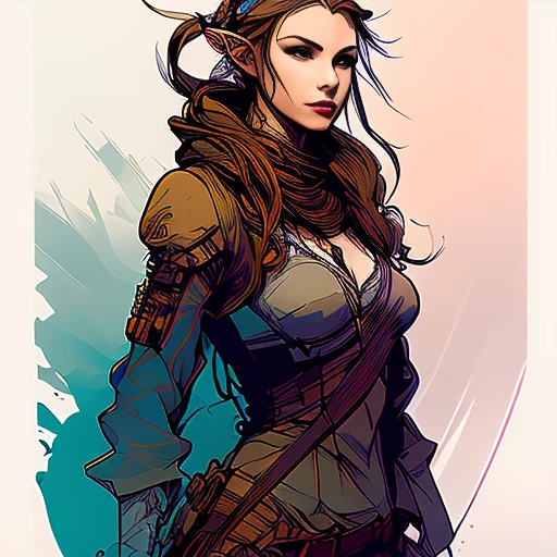 nvinkpunk, portrait of wood elf, elf mystic, intricate, elegant, highly detailed, digital painting, artstation, concept art, smooth, sharp focus, illustration, art by artgerm and greg rutkowski and alphonse mucha, 8k