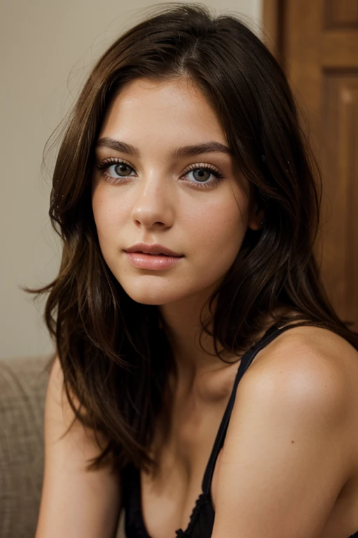 beautiful brunette model with hazel eyes
