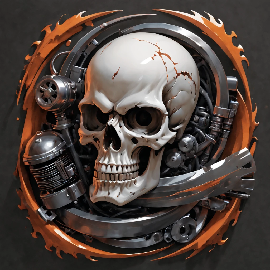 Harley Davidson logo design,t shirt design,beefy style,design only,white background,no model,professional,high contrast,high-res,ultra-detailed,vivid colors,metallic accents,sharp focus,edgy,dynamic composition,gritty texture,rough brush strokes,mechanical elements,chrome effect,classic typography,retro style,distressed look,aggressive lines and curves,3D rendering,striking visual impact,dark shadows,strong branding presence,monochromatic palette,industrial aesthetic, helmet skull