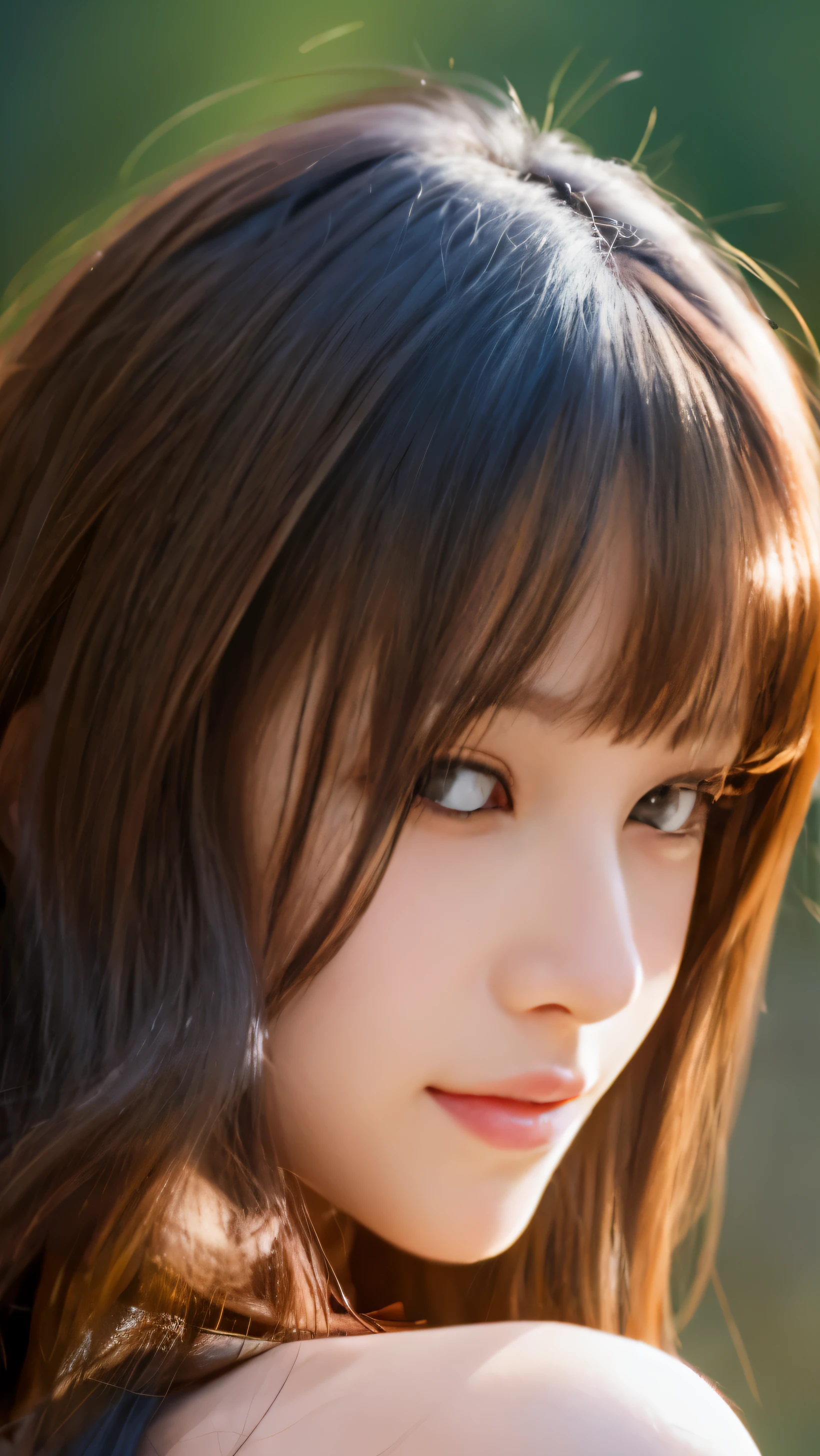 Unparalleled beauty details,masterpiece, highest quality, {highest quality}, {{masterpiece}}, {High resolution}, concentrate, anime style, Close-up of female cartoons, Girl Design,  portrait, image, long hair, chestnut hair, hair covering ears, Happy, Sleek and powerful appearance, exotic, expensive, Smiling full-body high-definition painting,