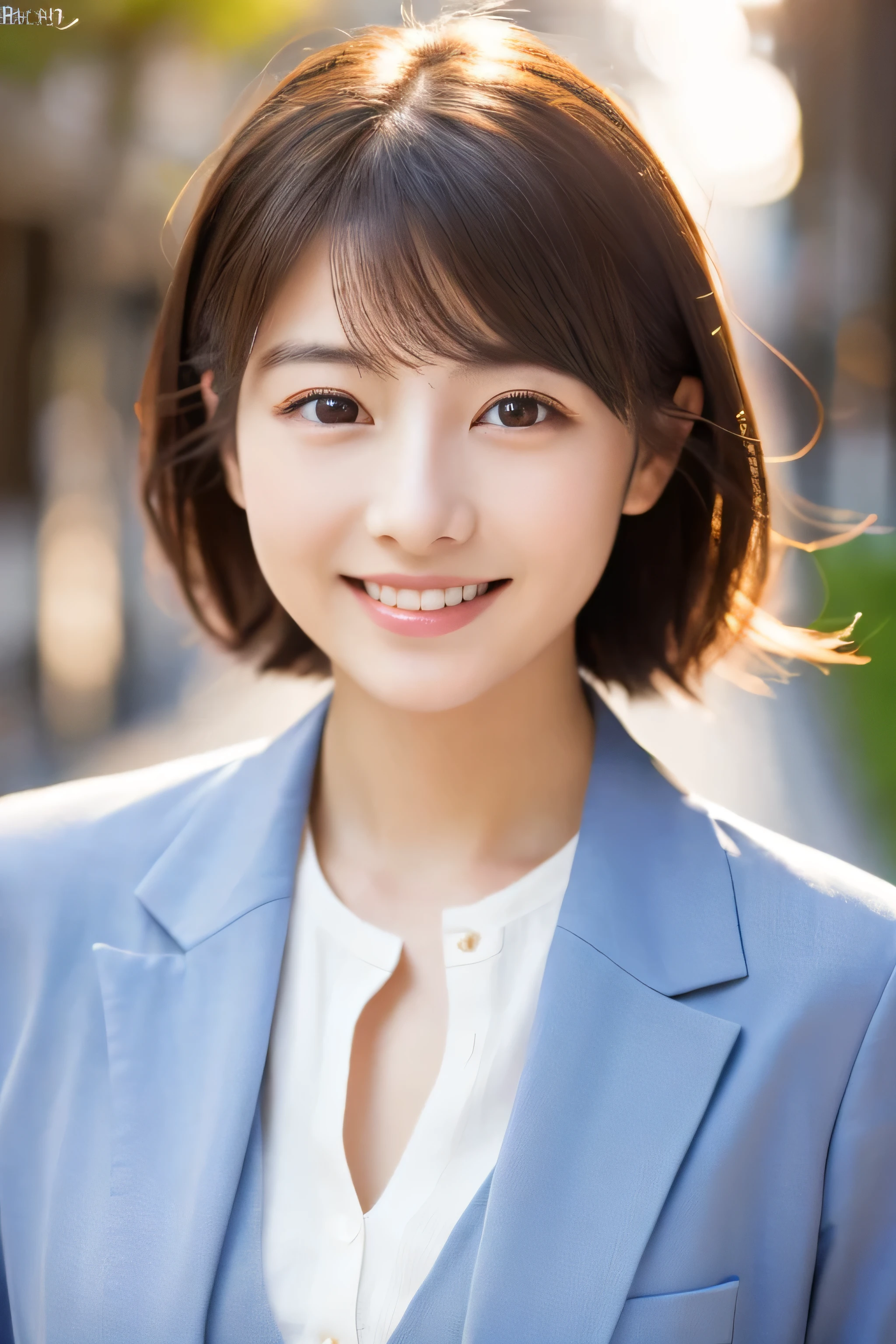((highest quality、realistic、very delicate and beautiful、RAW photo))、one woman、positive、professional lighting、smile、bright eyes teacher、Sense of cleanliness、Japanese、smart、women wearing suits、30generation、mature