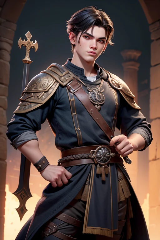 Joven, vikingo, cultura vikinga,  con arcos en las manos, adiestramiento, Estilo Juego de Tronos, medieval, Pelo corto con flequillo, machista, male, (((joven))).