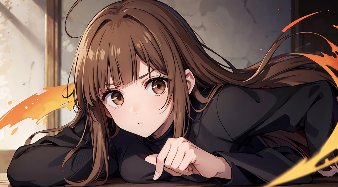 masterpiece, Hermione Granger, 14 years old, Erotica, Sex, trembling, the sweat, cum in mouth, tears, rolling eyes, deepthroat, oral, looking at viewer, 1boy, penis, blush, hand on another's head, from above, under table