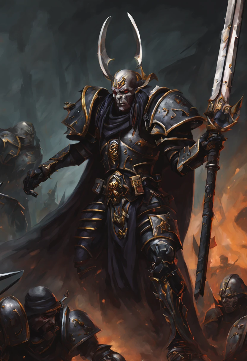 Warhammer 40k Dark elf executioners, Warhammer, high quality, w40k, miniatures illustration., illustration