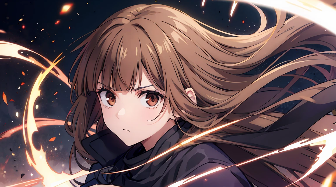 Long brown hair, cute, brown eyes, jujutsu kaisen uniforn