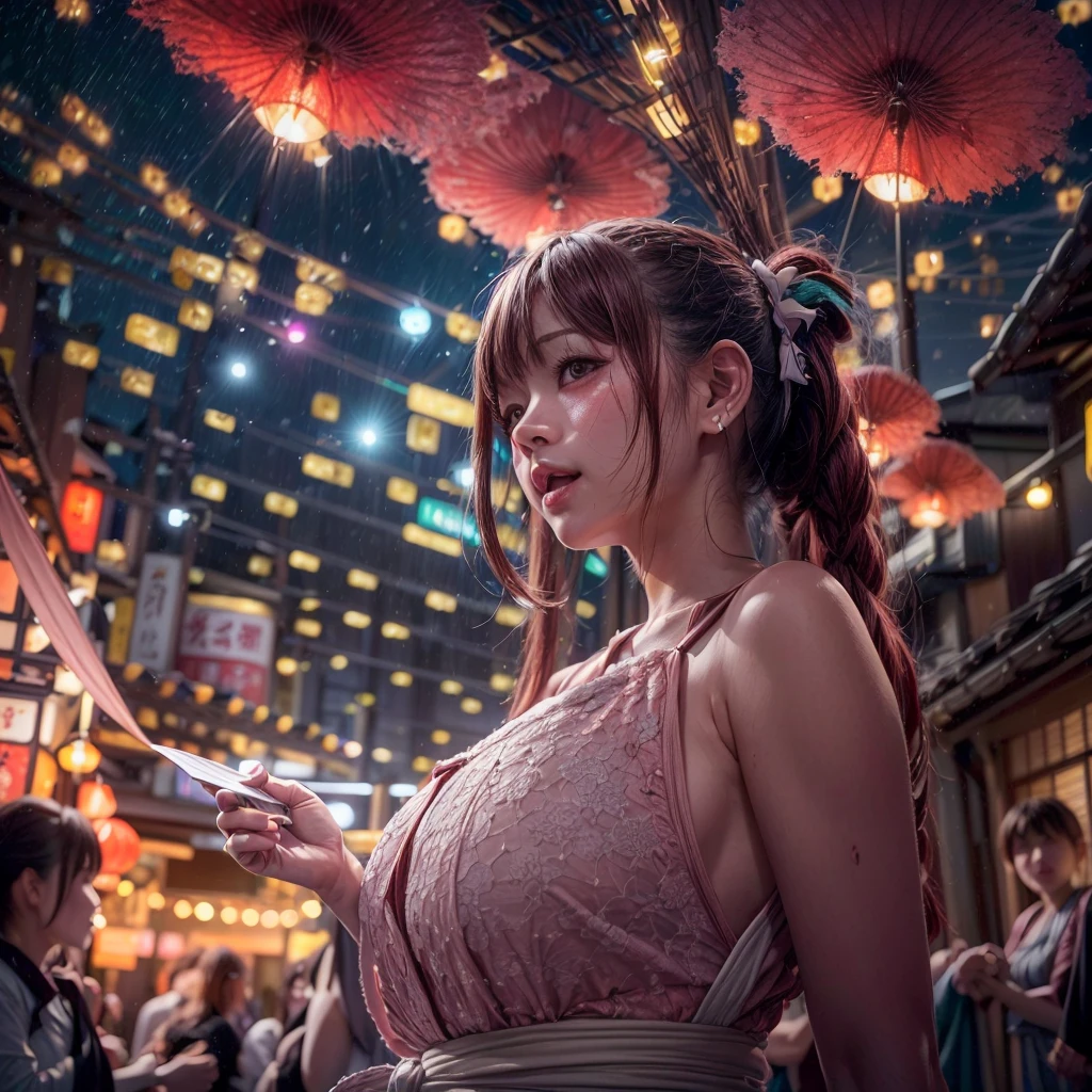 ((NSFW:-1.5)), (((nipple:-0.99))), ((bokeH, Acutance:0.85, ultra-detailed:1.35)), (((from below))) . The background is the downtown area at (Twilight:1.4), (((Red-dyed clouds above hed:1.3))), { The Sky takes up more than third of the composition | (many colorful Lights:1.2) | lens flare | Burning | Haze | (luminous Particles) | Mystic sight | menses | Underboob | Systemic } . (Masterpiece:1.2) of professional Analog photo with Hasselblad, (((realistic and photorealistic with touch of rawness:1.37))) . ((( A KAWAII girl in WHITE Fundoshi, at Hakata Gion Ymakasa Festival ))) . Assfocus with looking ahead .