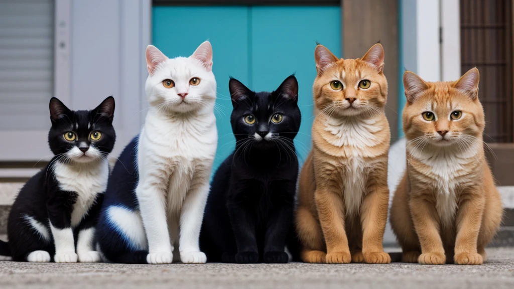 Gatos coloridos, 4k, High definition, japones