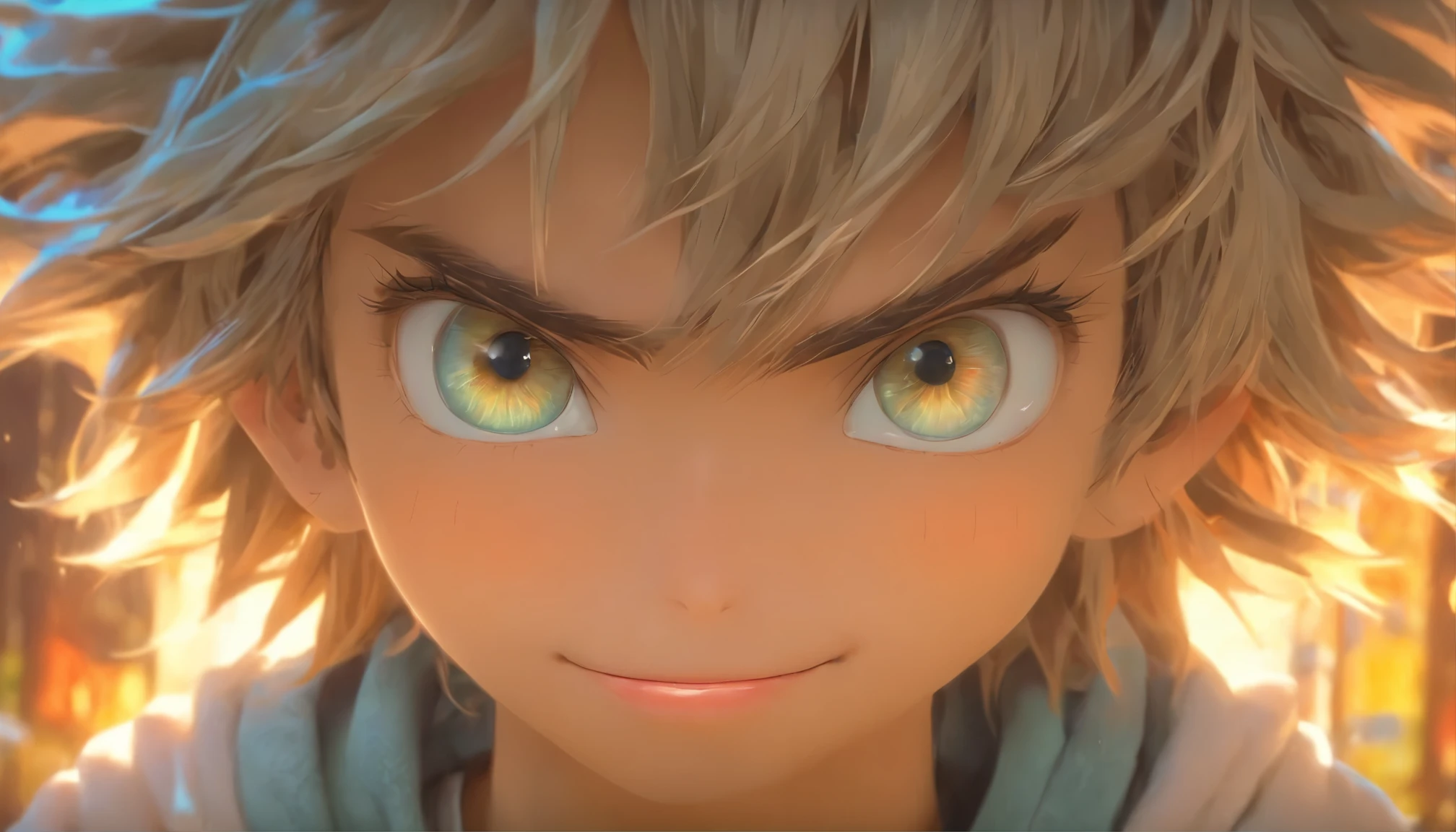 surreal，ultra photorealisticim，super fine，Genki Boy，Looks like a whole body，adorable，Duck sitting，smile，short and fine hair，chi bangs，sweatshirt，denim pants，Athletic sneaker hair is meticulously drawn，The eyes are meticulously painted， Highly detailed surreal VFX，oc rendering，