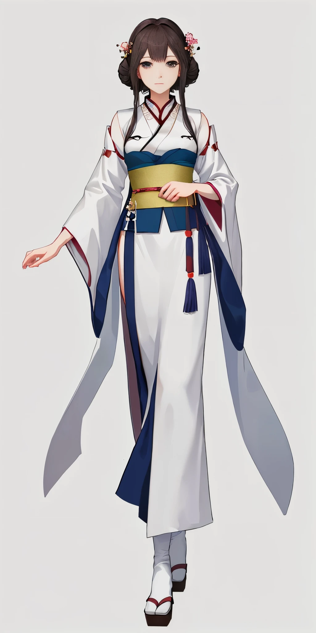 best quality, masterpiece,highly detailed,anime,1girl,hanfu,songstyle,song hanfu,song style outfits,perfect face,walking,simple background,