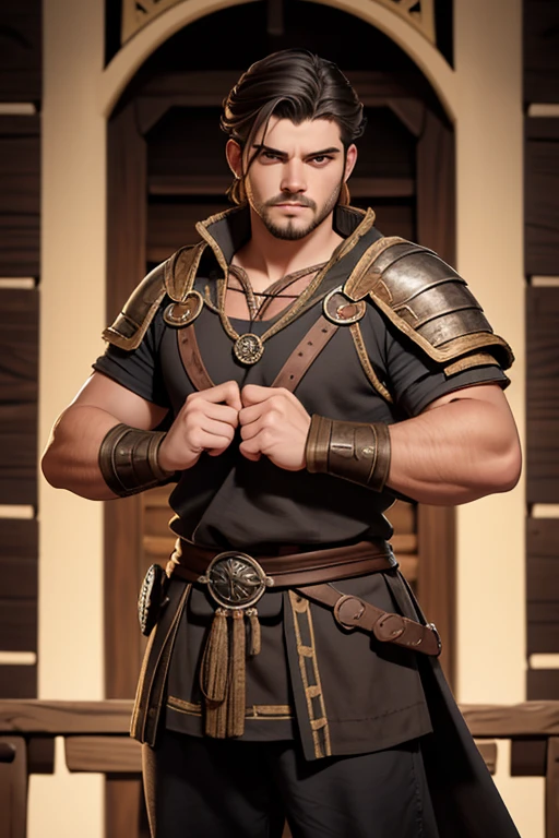 Joven, vikingo, cultura vikinga, con arcos en las manos, adiestramiento, Estilo Juego de Tronos, medieval, Pelo corto con flequillo, machista, male, (((joven))).