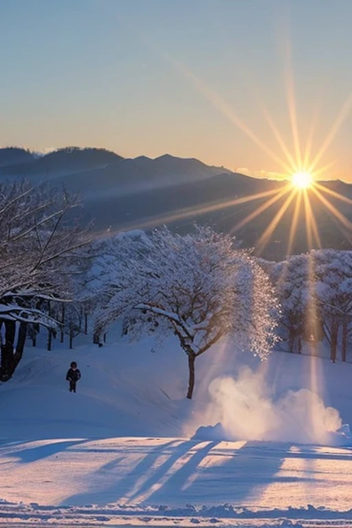 sunrise。Bright red