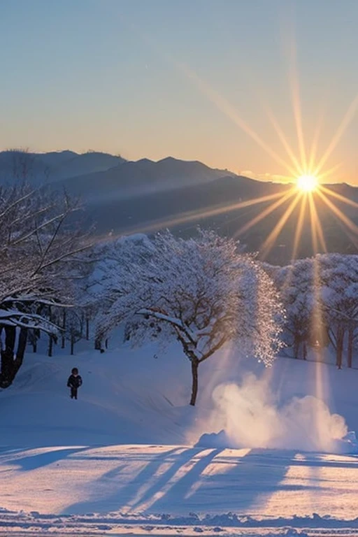 sunrise。Bright red