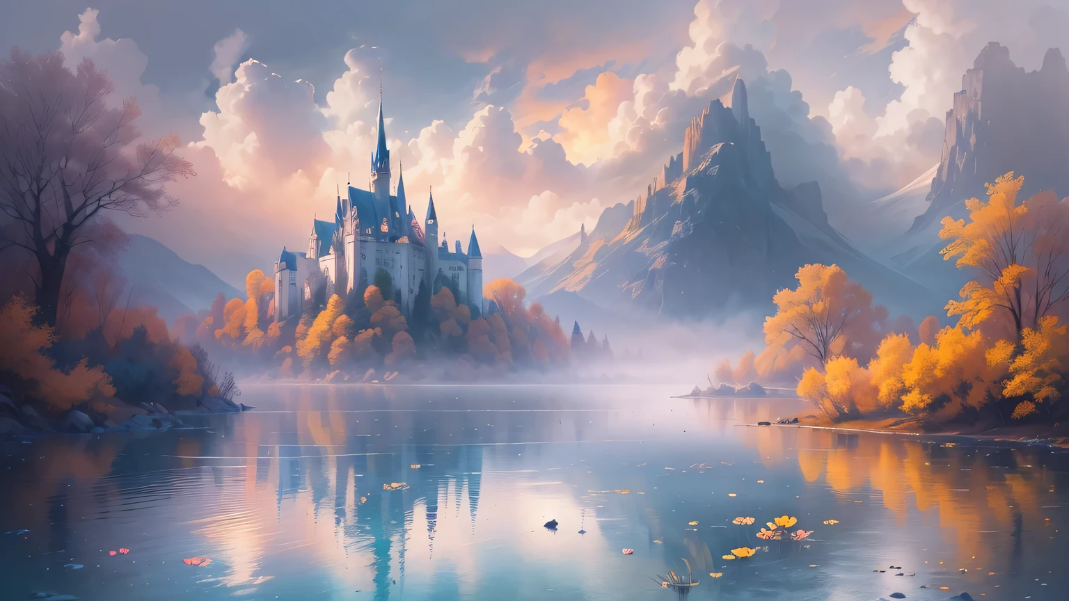 (best quality,4K,8k,high resolution,masterpiece:1.2),Super detailed,(actual,photoactual,photo-actual:1.37),fantastic,ethereal scenery,Dreams and reality blend seamlessly,floating island,wisps of clouds,sunlit grass,Hazy morning mist,Surreal color palette,bright colors,pastel tones,painterly brushstrokes,transcendental atmosphere,puzzling perspective,Majestic mountain view,Calm lake reflects the sky,fantastic城堡,Whimsical creatures that inhabit the landscape,Playful sunshine breaks through the clouds,Mysterious fog shrouds the earth,The melting horizon reflects the fusion of dreams and reality,Enchanted forest full of magic,Peaceful and calm atmosphere,Peace and tranquility,Subtle and soft shades of blue and purple,ethereal lights,Create an otherworldly feeling,magnificent scenery,Warm and inviting atmosphere,Full of wonder and charm,Turn dreams into reality on canvas.
