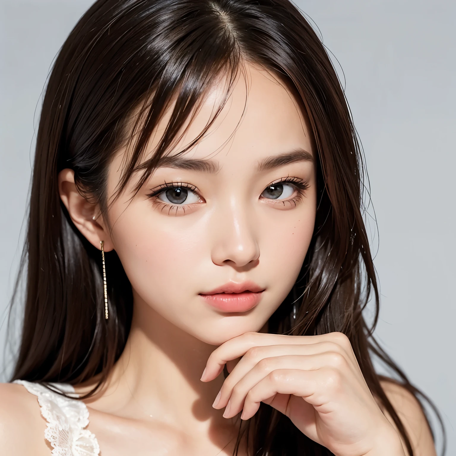 best quality, beautiful woman begging for a kiss with a clear face