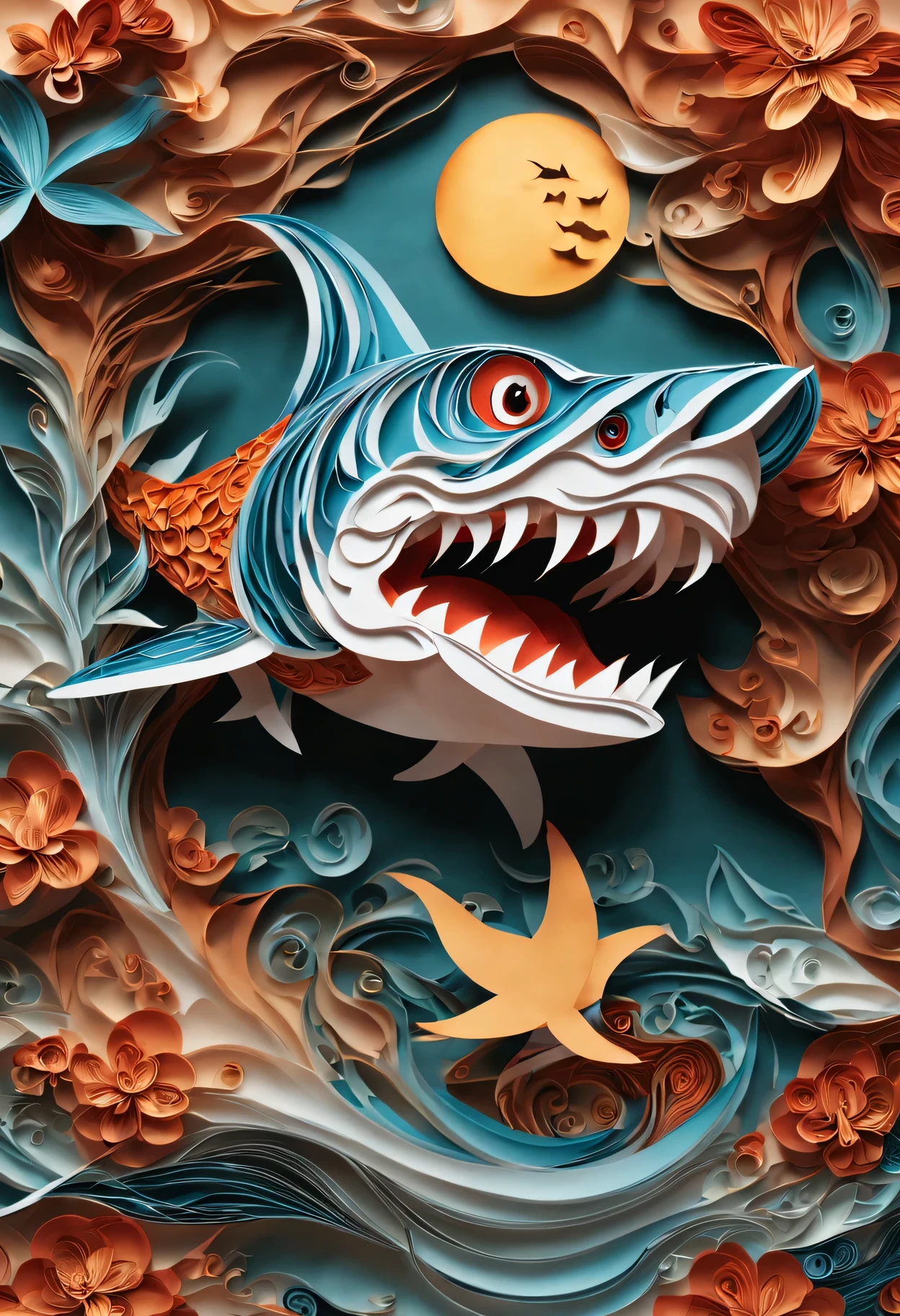 Paper-cut art：shark
