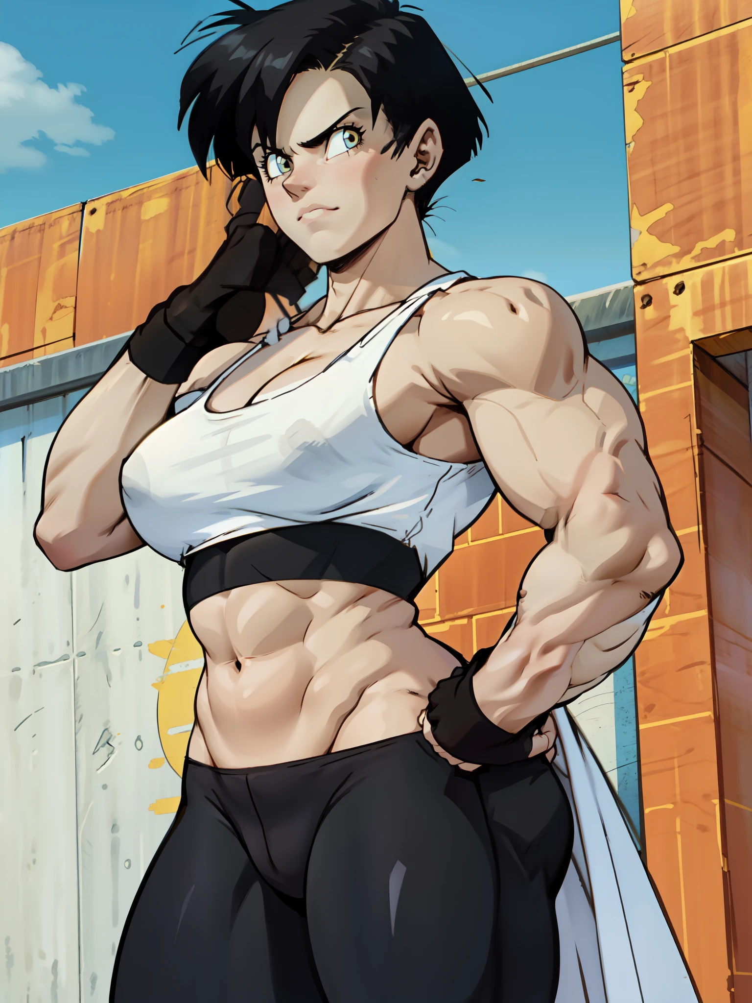 muscular girl thin waist large breasts thick pale skin black hair yellow eyes muscular girl thin waist large breasts thick muscular girl thin waist large breasts thick