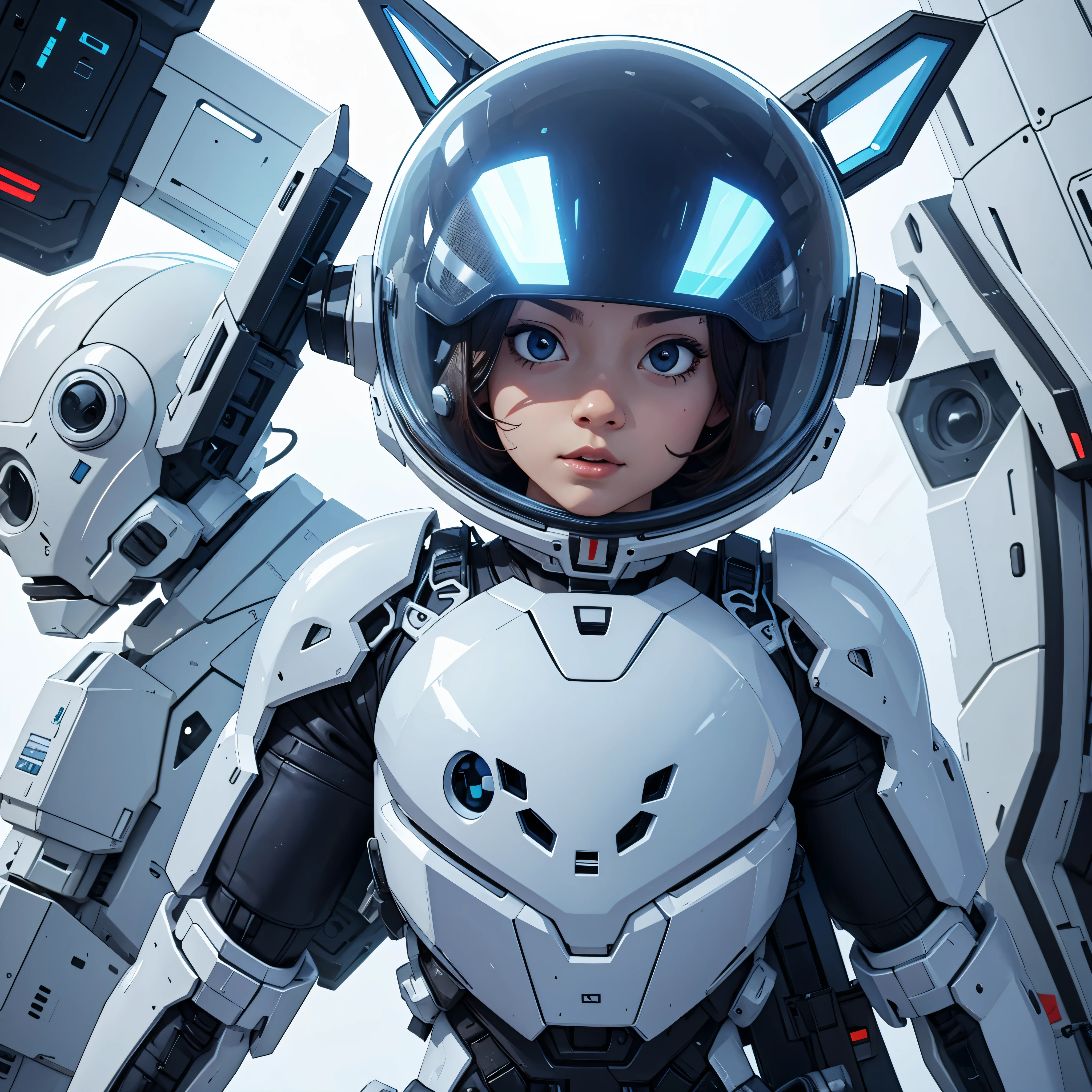 Cute Exyrobutts, Full, Transparent helmet, white mecha