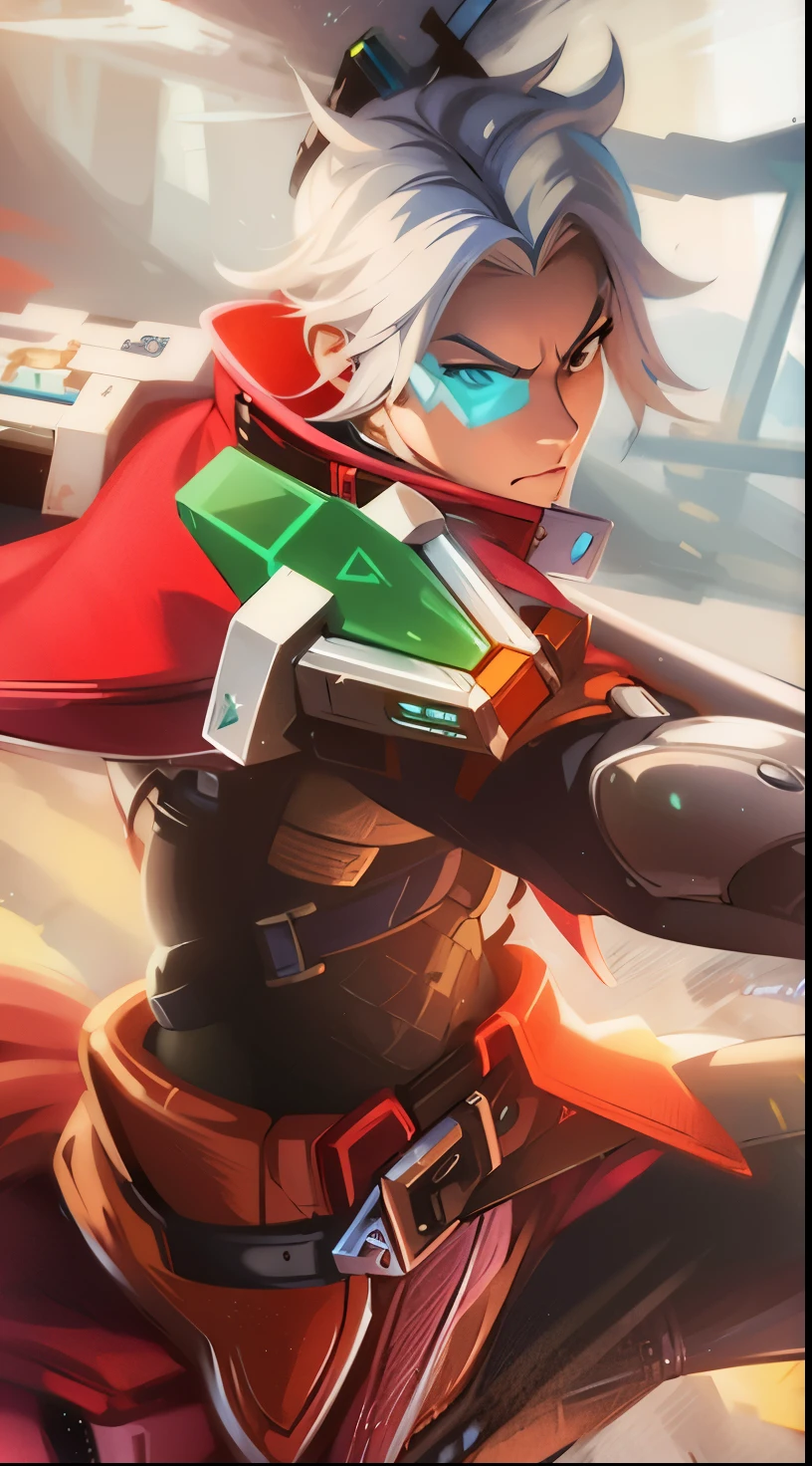 a close up of a person with a sword in a game, rossdraws and jazza, bastion game, riven, baptiste from overwatch, style of duelyst, artgerm and atey ghailan, guilty gear strive splash art, jazza and rossdraws, rossdraws 2. 0, rossdraws cartoon vibrant, rossdraws 1. 0