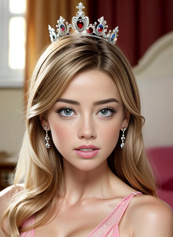 AMBER HEARD BARBIE 35 years old with TIA and pink dress on her head, Retrato cuerpo completo de Barbie, barbiecore, animated barbie doll, princesa de pelo rubio, Princesa de la Inteligencia Artificial, Hermosa princesa femenina, Barbie, Una hermosa princesa, Barbie or Ken dolls, Retrato de princesa, Plastic Barbie doll, Retrato de una princesa, mujer princesa, Realista. foto de disney realista, trae puesto un vestido rosa, tiara corona en la cabeza, AMBER HEARD, CUERPO COMPLETO ((Calidad superior, 8k, obra maestra: 1.3)), belleza, AMBER HEARD, Grande: 1.3, Abdominales delgados: 1.1, pelo rubio, ((piernas abiertas)) (Acostado en la cama, piernas abiertas: 1.2), cara ultra detallada, labios rojos muy detallados, ojos azules detallados, Textura facial y de piel muy detallada., Ojos detallados, posing daring to the camera