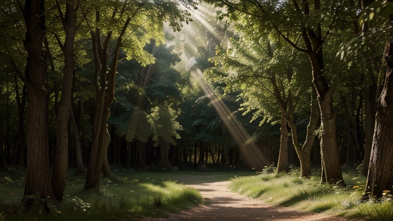 Illustration of Willow in the whimsical forest with sunlight filtering through the trees.