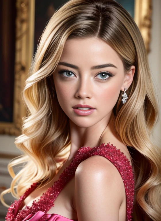 AMBER HEARD BARBIE 35 years old with TIA and pink dress on her head, Retrato cuerpo completo de Barbie, barbiecore, animated barbie doll, princesa de pelo rubio, Princesa de la Inteligencia Artificial, Hermosa princesa femenina, Barbie, Una hermosa princesa, Barbie or Ken dolls, Retrato de princesa, Plastic Barbie doll, Retrato de una princesa, mujer princesa, Realista. foto de disney realista, trae puesto un vestido de gala rosa, tiara corona en la cabeza, AMBER HEARD, CUERPO COMPLETO ((Calidad superior, 8k, obra maestra: 1.3)), belleza, AMBER HEARD, Grande: 1.3, Abdominales delgados: 1.1, pelo rubio, ((piernas abiertas)) (1.2), cara ultra detallada, labios rojos muy detallados, ojos azules detallados, Textura facial y de piel muy detallada. Ojos detallados