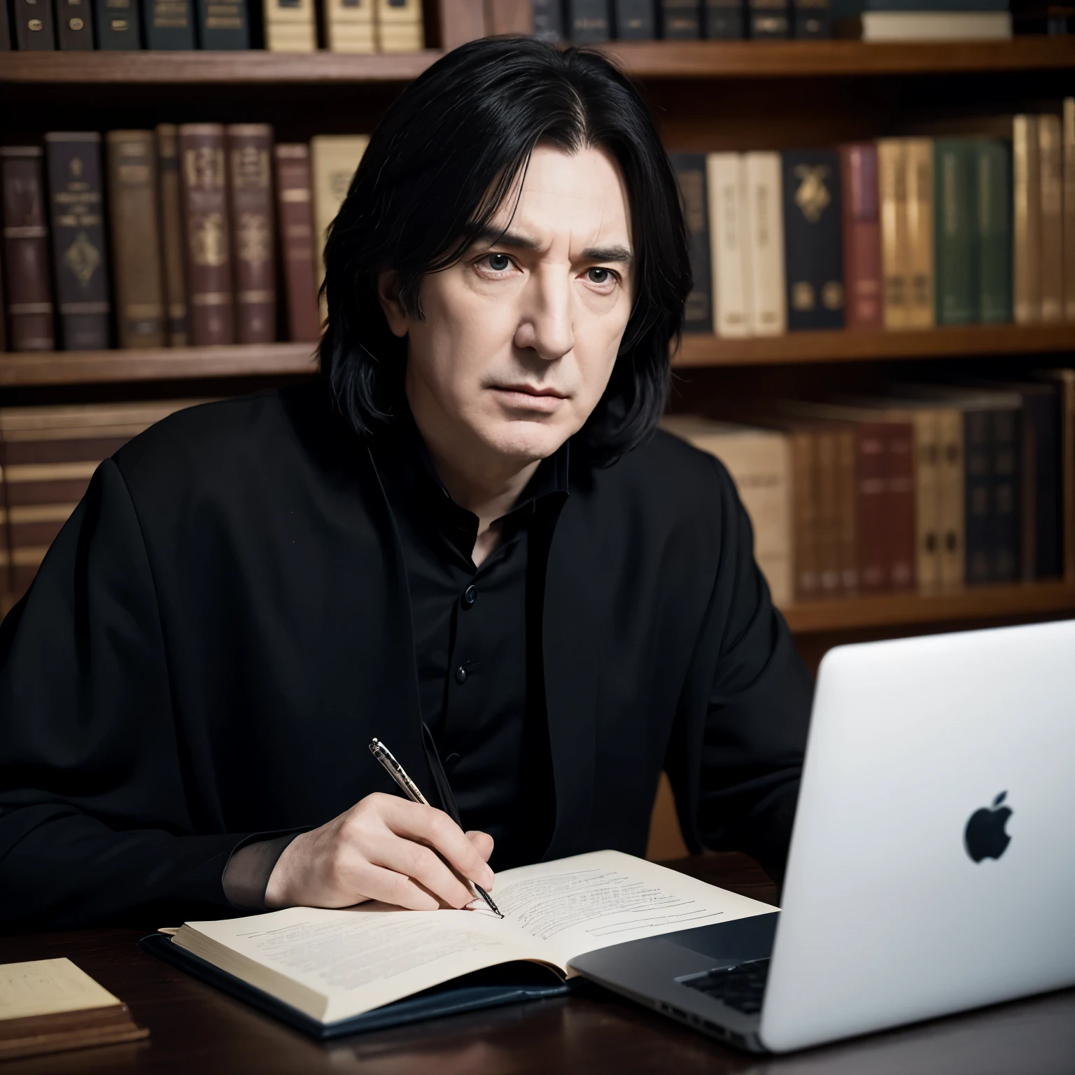 Severus Snape, played by Alan Rickman, is typing，antigo
