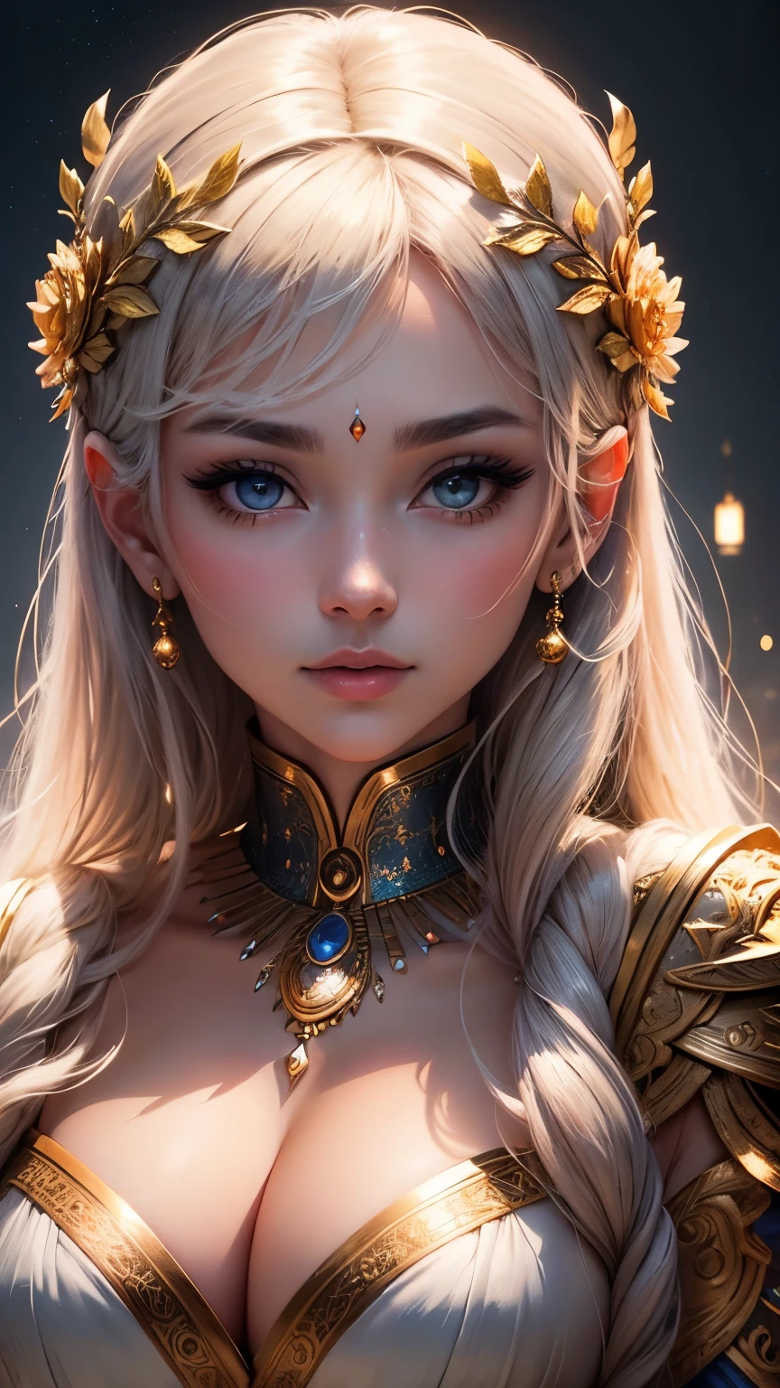 masterpiece,highest quality,Unity 8k wallpaper,super detailed face,Photograph Taken on Nikon D750,beautiful and aesthetic,goddess of the moon,Beautiful woman,face forward,Gassho,Full moon background,glitter background