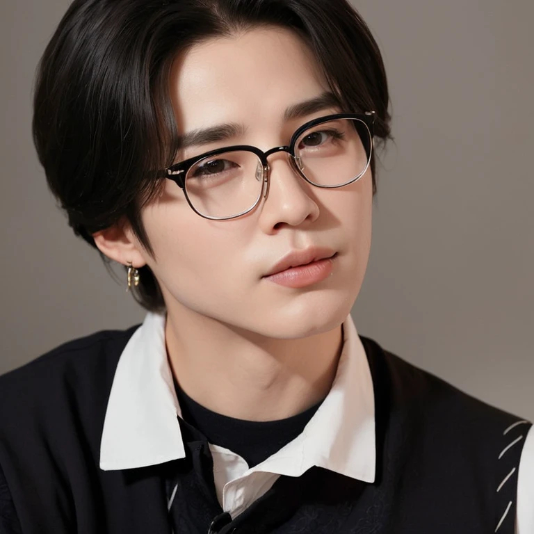 un primer plano de una persona con gafas y un suéter, Jung Jaehyun, TaeJune Kim, hyung tae, yoongi de pelo ?????, kim doyoung, park Jimin, hong junio hyung, con gafas, seson yoon, con lentes negros, Jimin, yanjun chengt, retrato del ídolo kpop, shin jeongho, jaeyeon nam