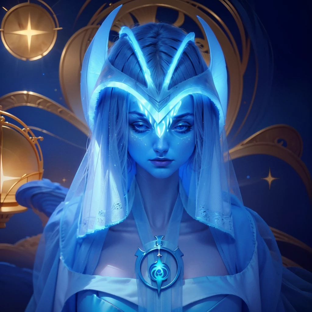 (8k, Foto RAW, melhor qualidade, senhor:1.2), (Realistic, photo-Realistic:1.37) uma imagem dos desenhos animados de uma mulher com cabelo longo e um vestido azul, feiticeira, Obra-prima Deusa da Tristeza, Nos, sacerdotisa, godess do mal, high sacerdotisa, jellyfish sacerdotisa, mystical atlantean valkyrie, portrait knights of zodiac girl, knights of zodiac girl, feiticeira, Vincent di Fate Nausicaa, SEIOS FARTOS, SEIOS GRANDE, PEITO GRANDE, SEIOS QUENTES, ((BLUE SKIN))