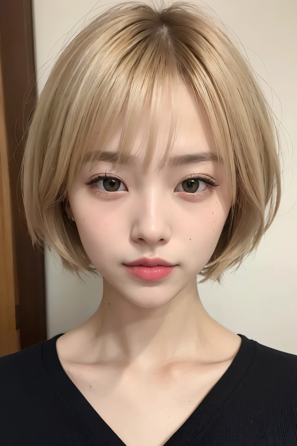 ((highest quality)), ((masterpiece)), (be familiar with), perfect face,short hair,blonde,tits,Japanese