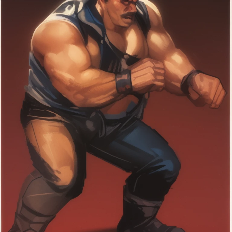 a closeup of a cartoon character with a fist, arte de personajes la contra, personaje del juego de lucha, hombre aficionado, pose de luchador, Estilo de arte Duke Nukem, muscular character, Postura de pastel de carne, Arte de personajes de videojuegos, estilo baki, high detail iconic character, pose de pelea, postura de lucha, pose de pelea, primer plano de estilo de gesto pesado, personaje de king of luchadores