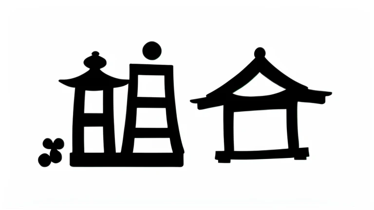 a close up of a chinese existriting existith a pagoda in the background, Title Kanji, Chinese text, inspired by《Qiu Wen Tianjiang》, artexistork in the style of z.exist. arrive, inspired by雪州东阳, japanese text kanji, inspired by藤一