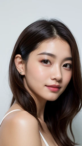 (Imada Mio: 0.5), (Kawaguchi Haruna: 0.9), photo of young Japanese woman, 1girl, [Japanese: Vietnamese: 0.5], smile, tall and pretty woman, slender abs, (small breast: 1.3), long black hair, (wearing white luxury dress: 1.3), double eyelids, standing pose, standing in front of white wall at home, (Image, portrait), hyperrealistics style, (Top image, dslr, ultra quality, sharp focus, tack sharp, crystal clear, 8K UHD), rim lighting, studio lighting, looking at the camera, highly detailed glossy eyes, high detailed skin, skin pores, beautiful, Super Fine Face, exquisitely rendered details on face and skin texture, organic, stunningly beauty, intricate design