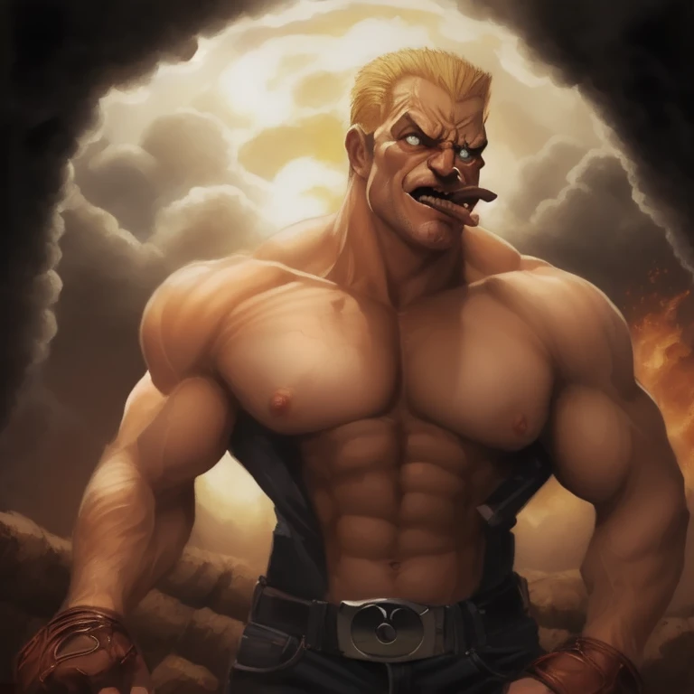 un dibujo de un hombre con la cara verde y una camisa negra, Estilo de arte Duke Nukem, musculoso humanoide Balrog demonio, Muscular! ciberpunk, Monstruo varonil tipo duro, arte de personajes la contra, como personaje de tekken, hombre aficionado, Muscular character, Muscular!!, Barret Frymire, Retrato del robusto Zeus, painted Retrato del robusto Zeus