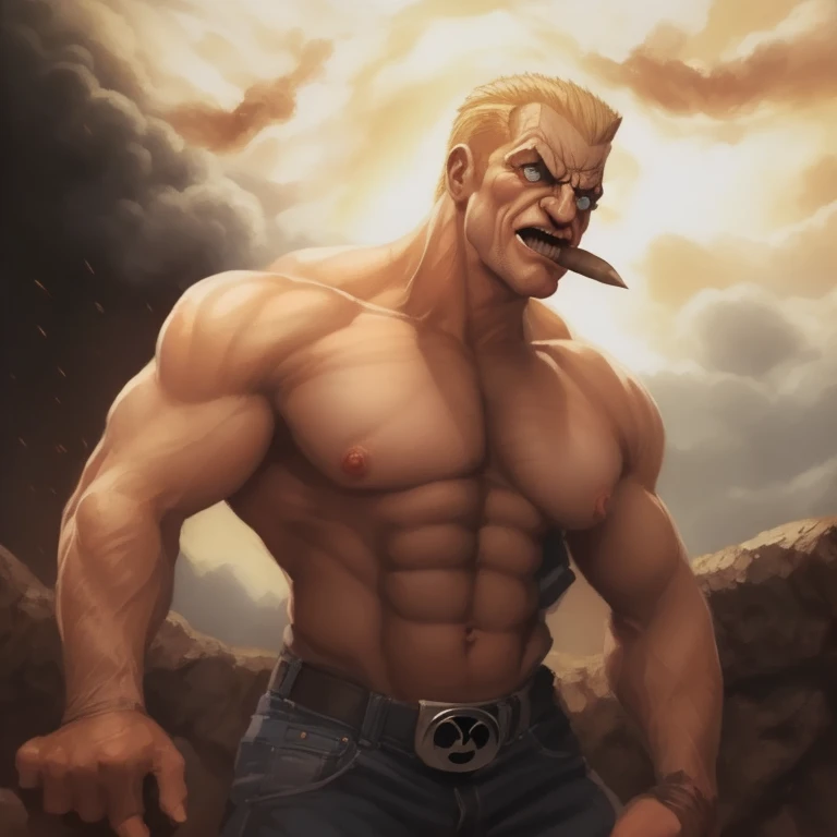 un dibujo de un hombre con la cara verde y una camisa negra, Estilo de arte Duke Nukem, musculoso humanoide Balrog demonio, Muscular! ciberpunk, Monstruo varonil tipo duro, arte de personajes la contra, como personaje de tekken, hombre aficionado, Muscular character, Muscular!!, Barret Frymire, Retrato del robusto Zeus, painted Retrato del robusto Zeus