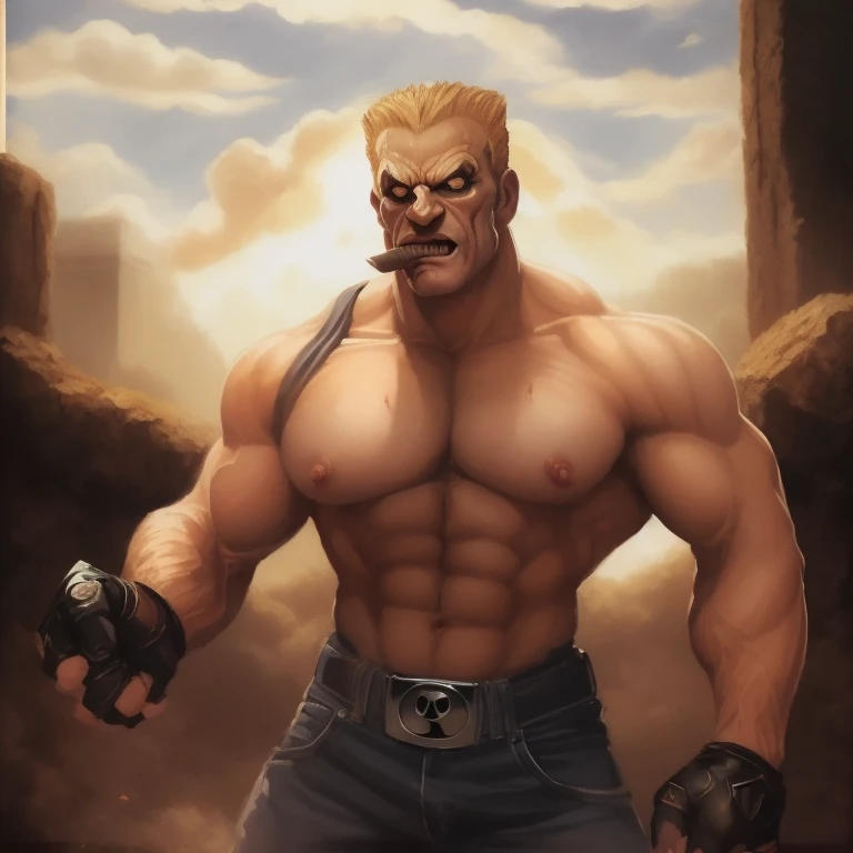 un dibujo de un hombre con la cara verde y una camisa negra, Estilo de arte Duke Nukem, musculoso humanoide Balrog demonio, Muscular! ciberpunk, Monstruo varonil tipo duro, arte de personajes la contra, como personaje de tekken, hombre aficionado, Muscular character, Muscular!!, Barret Frymire, Retrato del robusto Zeus, painted Retrato del robusto Zeus