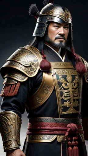 oriental、man in ancient chinese armor、Ancient Chinese man wearing a leather helmet、three kingdom、multiple warlords、highest quality、masterpiece、ultra high resolution、(realistic:1.4)、game poster、Clear and beautiful image quality、
