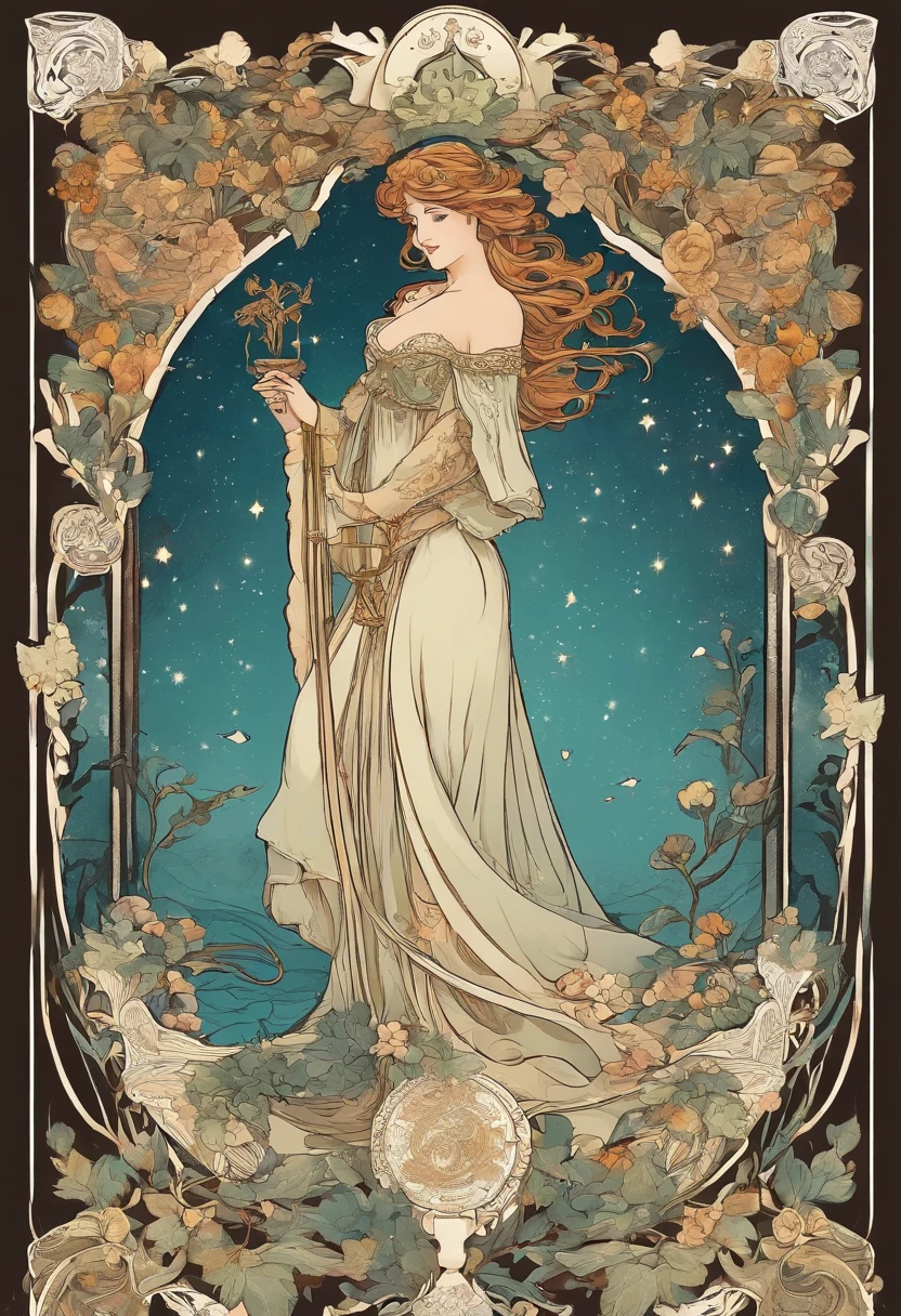 Tarot card style、european style、beautiful paintings
