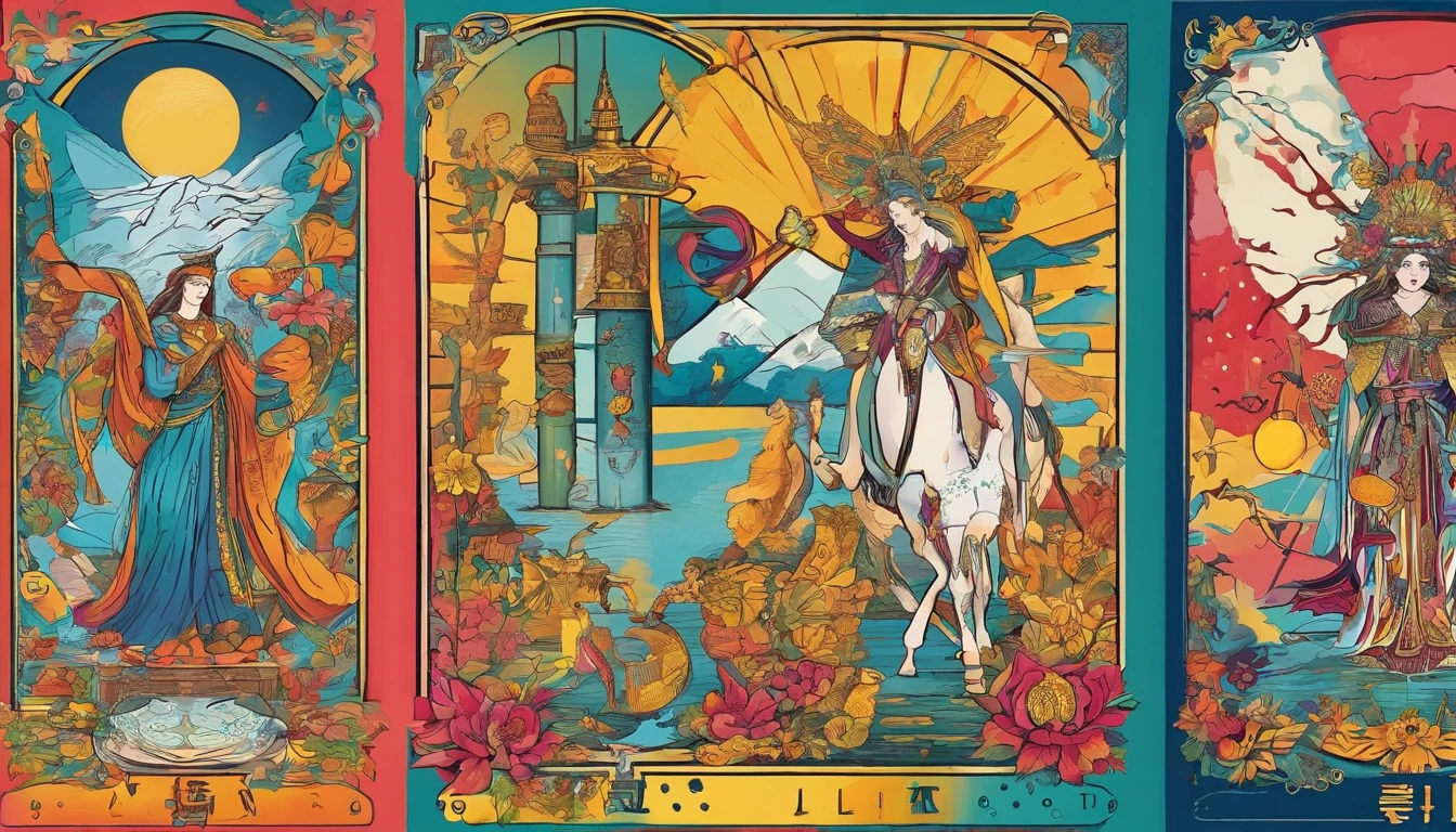 Tarot card style、european style、beautiful paintings