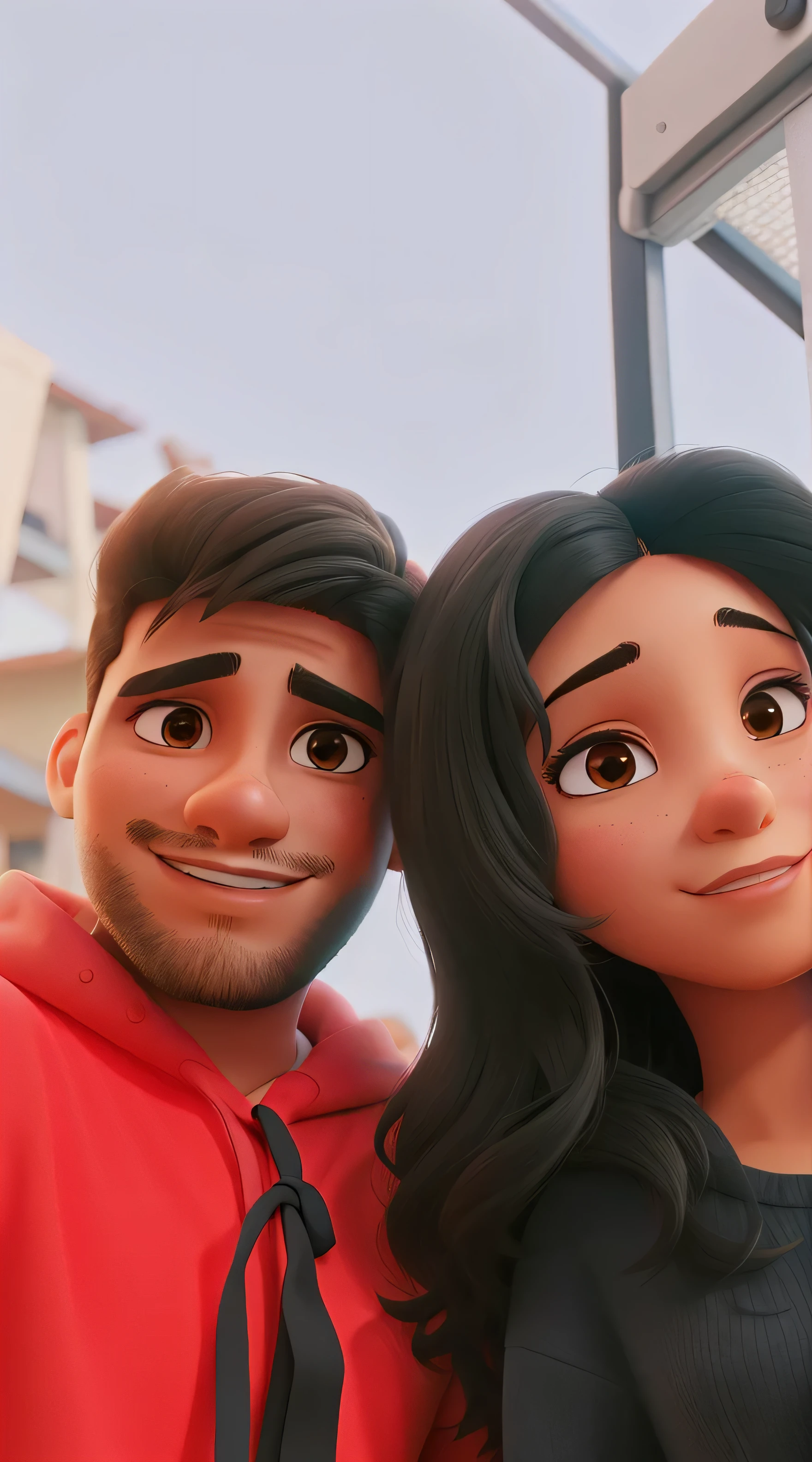 Um casal, menina morena, estilo desenho animado, alta qualidade, melhor qualidade