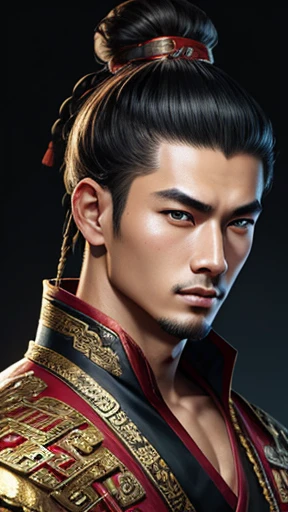 oriental、man in ancient chinese clothes、ancient chinese topknot men、three kingdom、multiple warlords、highest quality、masterpiece、ultra high resolution、(realistic:1.4)、game poster、Clear and beautiful image quality、young man