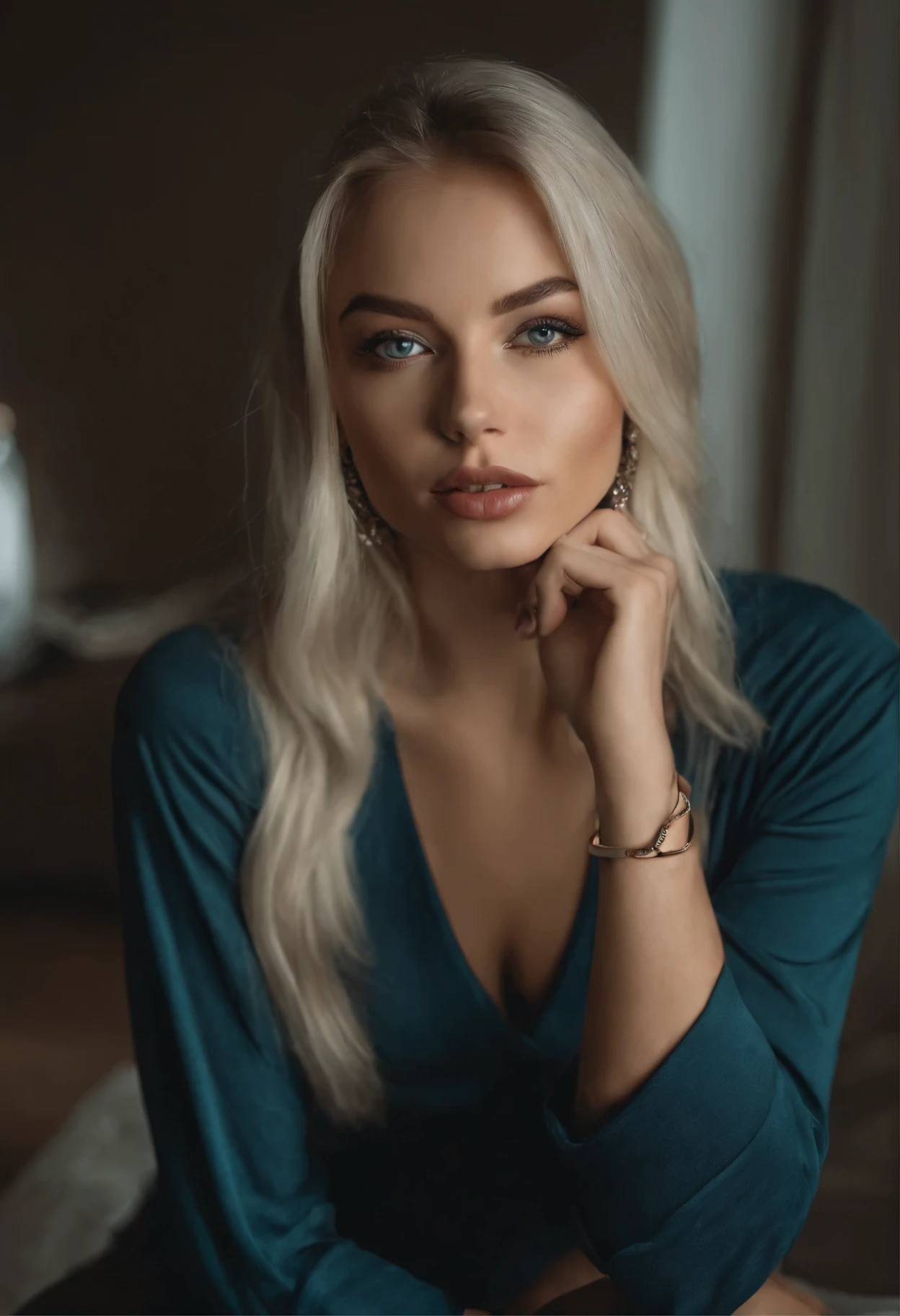 woman with matching tank top and panties, Sexy girl with blue eyes, portrait sophie mudd, portrait corinna kopf, blonde hair and large eyes, Selfie einer jungen Frau, Augen im Schlafzimmer, Violet Myers, ohne Make-up, Natural makeup, Blick direkt in die Kamera, Gesicht mit Artgram, dezentes Make-up, Stunning full body shot, im Schlafzimmer, Spaltung