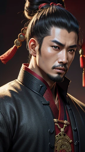 oriental、man in ancient chinese clothes、ancient chinese topknot men、three kingdom、multiple warlords、highest quality、masterpiece、ultra high resolution、(realistic:1.4)、game poster、Clear and beautiful image quality、