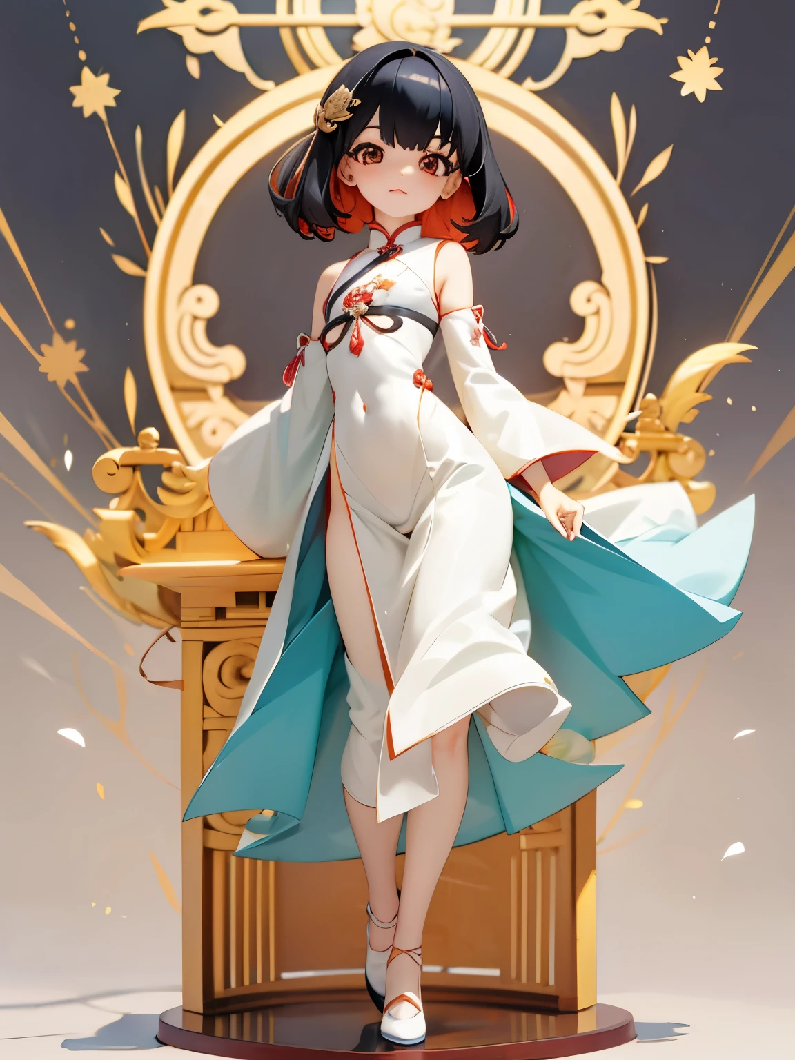 Anime,pelo corto,ondulado,cuerpo completo ,traje chino,templo ,sensual ,Maximum quality,super detallado 