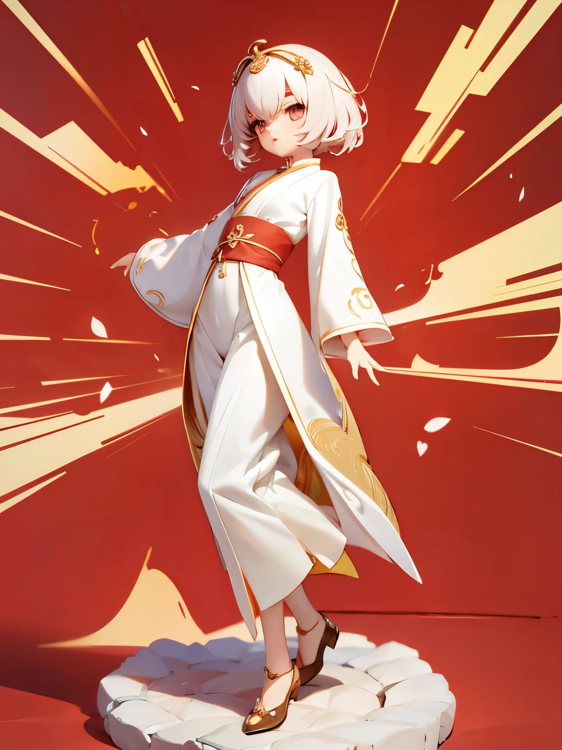 Anime,pelo corto,ondulado,cuerpo completo ,traje chino,templo ,sensual ,Maximum quality,super detallado