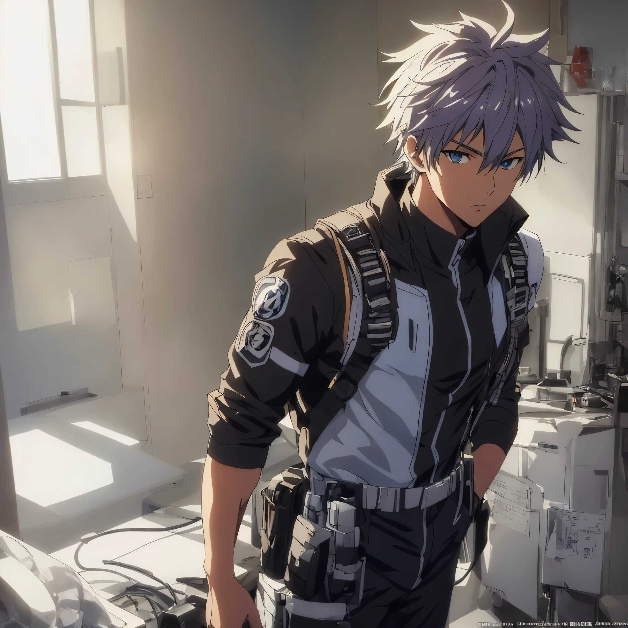 1 male, solo, anime character wearing combat suit, kaworu nagisa, anime handsome man, male anime character, tall anime guy with blue eyes, hajime yatate, anime. soft lighting, fubuki, handsome anime pose, yukito kishiro, young anime man, official art, makoto kano, male anime style