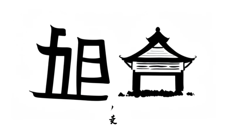 a close up of a chinese existriting existith a pagoda in the background, Title Chinese characters, Chinese text, inspired by《Qiu Wen Tianjiang》, artexistork in the style of z.exist. arrive, inspired by雪州东阳, japanese text kanji, inspired by藤一