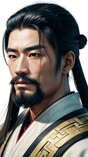 oriental、ancient chinese man wearing white clothes、ancient chinese hairstyle men、three kingdom、multiple warlords、highest quality、masterpiece、ultra high resolution、(realistic:1.4)、game poster、Clear and beautiful image quality、solo